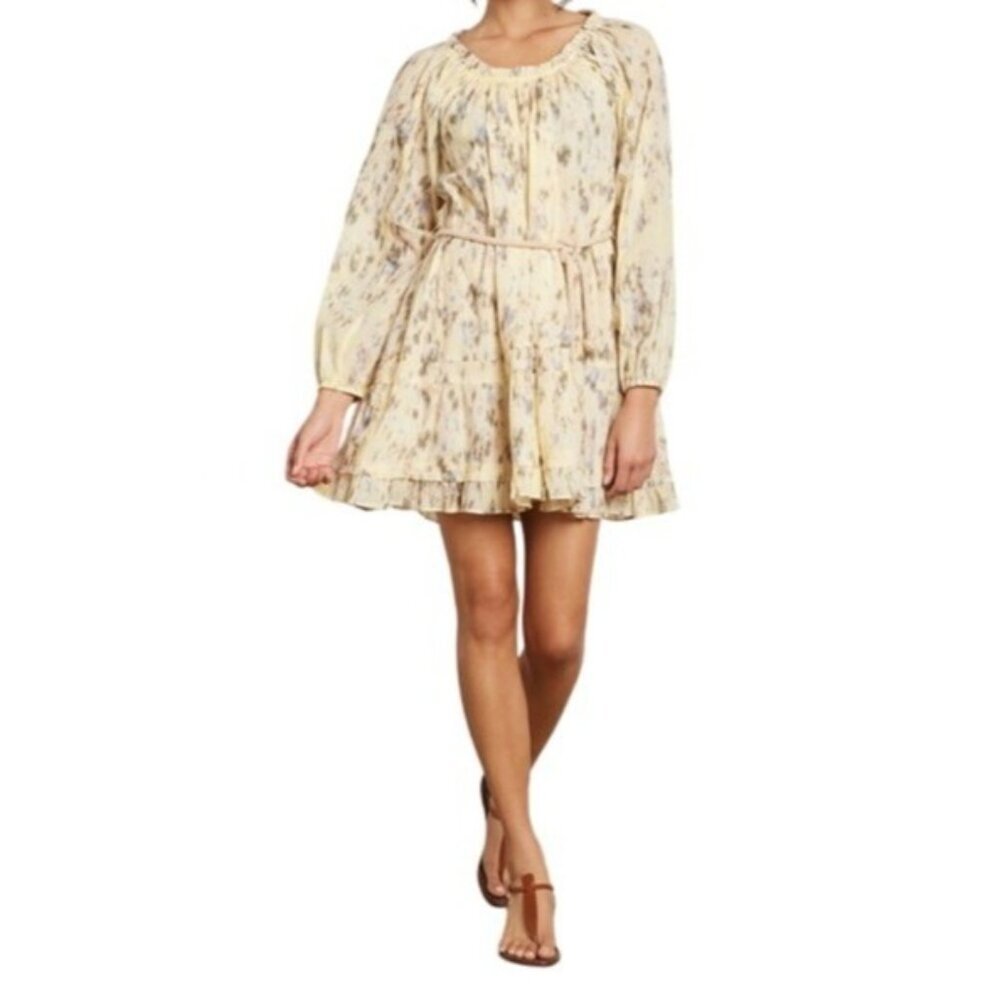 Sam Edelman Rainey Ruffle Mini‎ Dress Size Medium Boho Puff Sleeve